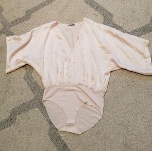 Pink satin bodysuit
